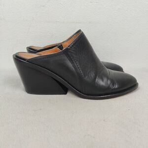 Frye Serena Mules‎ Womens 8.5 Black Leather Wedge Sandals Shoes Boho Western